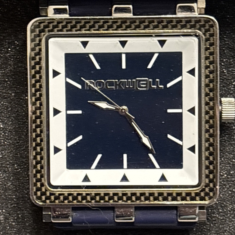 Rockwell The CF Fast and Light Watch Navy Blue Carbon Fiber Square Face 100M‎